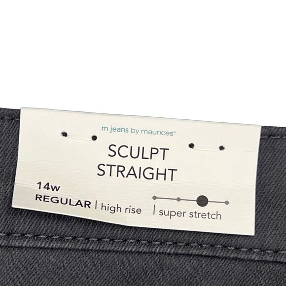 M Jeans Pants 14W Gray Neutral Tone Denim Casual Everyday Modern High Rise Jeans - Picture 11 of 13